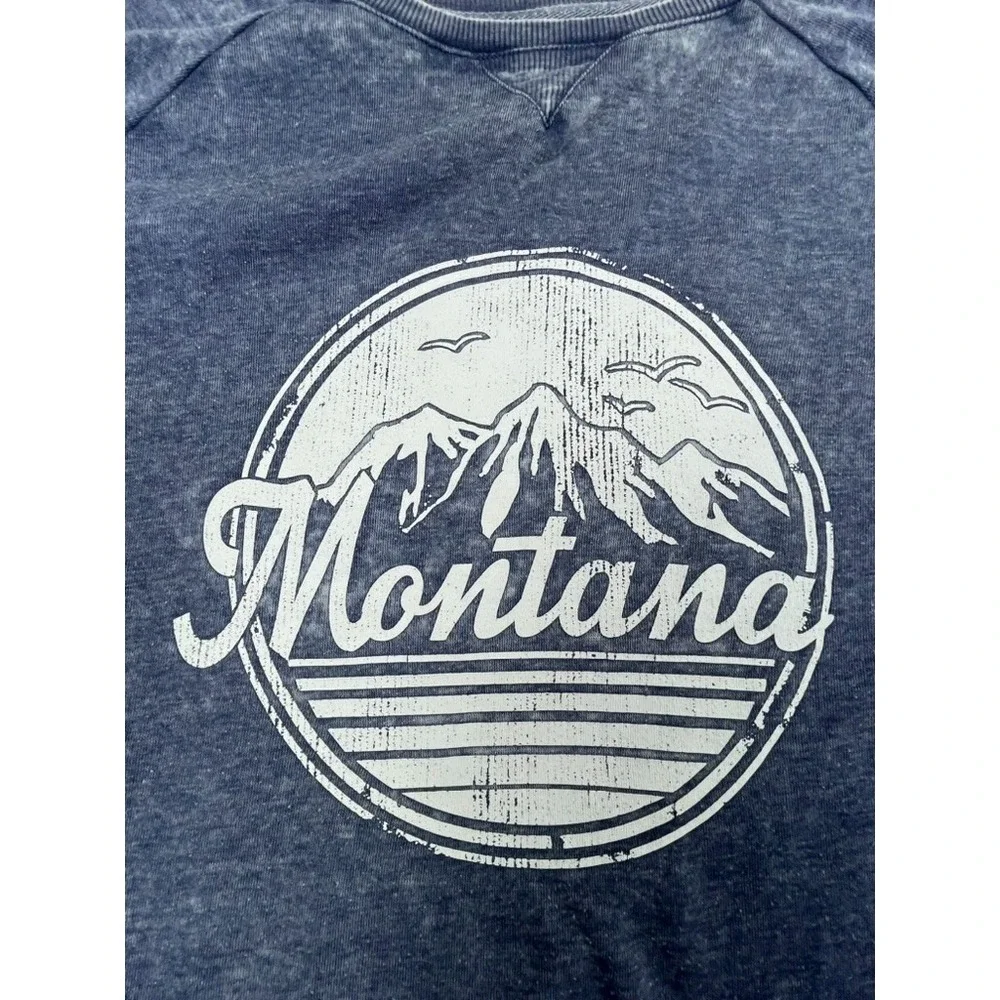 GRAYSON THREADS MONTANA CREWNECK SWEATSHIRT BLUE GRAPHIC PULLOVER ADULT XL